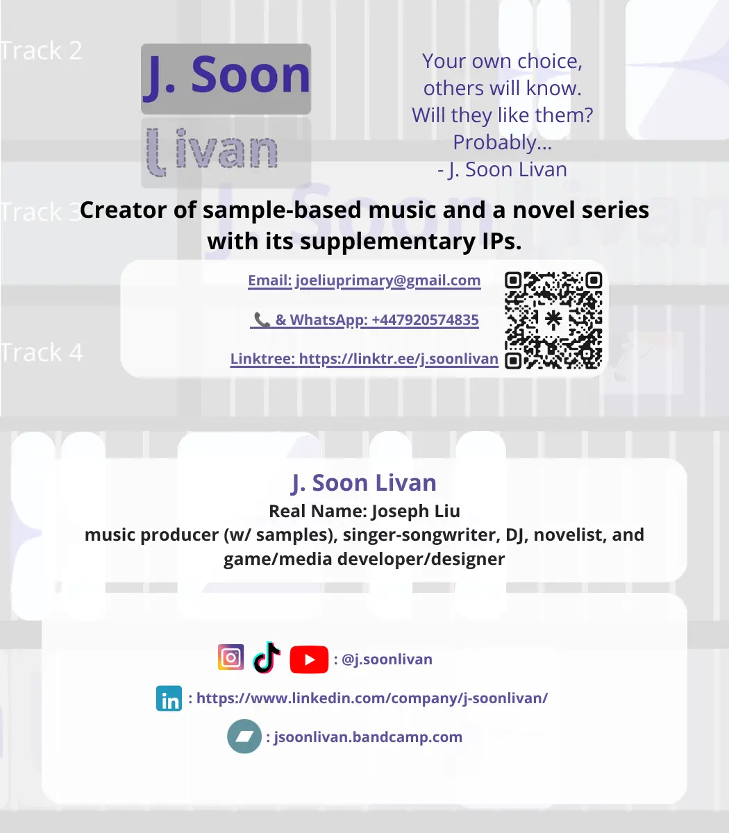 J. Soon Livan Business Card. Writer/Musician Email: joeliuprimary@gmail.com